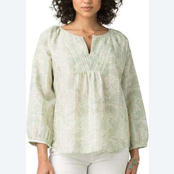 Prana Tops - prAna Leonardo Green White Floral Top Women’s Medium